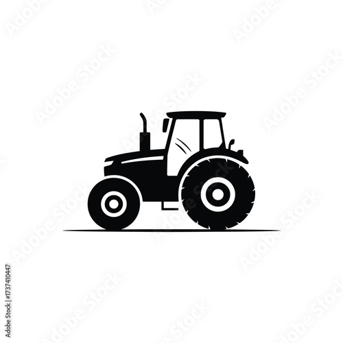 Tractor Silhouette, Agriculture Vehicle, Farm Machinery, Heavy Equipment, Isolated Design