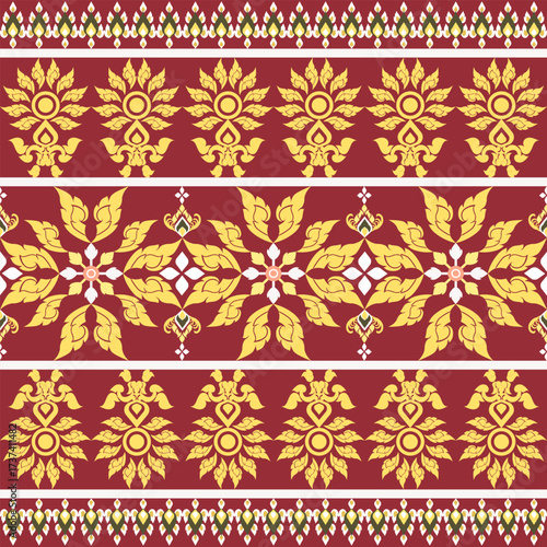  Classic damask seamless pattern red background - vector Illustration for elegant textile design 