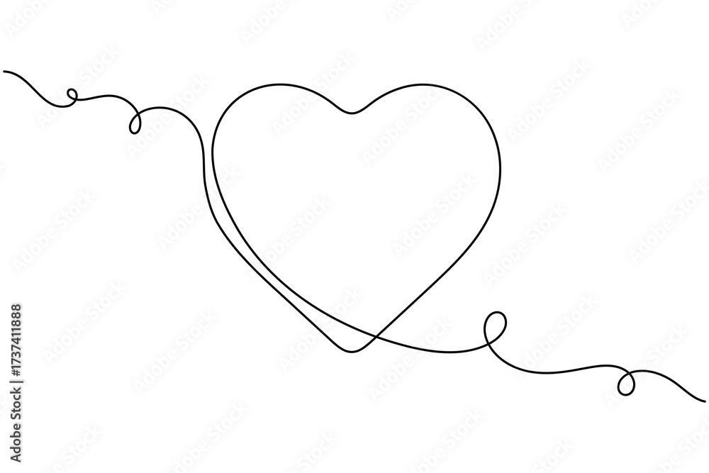 Fototapeta premium Modern romantic love heart shape continuous one line drawing minimalist abstract vector illustration