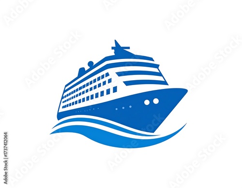 Cruise Ship Logo Design Illustration.