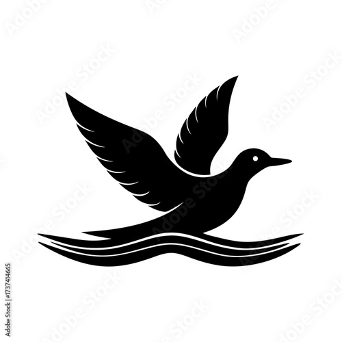 Bird Gliding Over Water – Elegant Flight in Nature