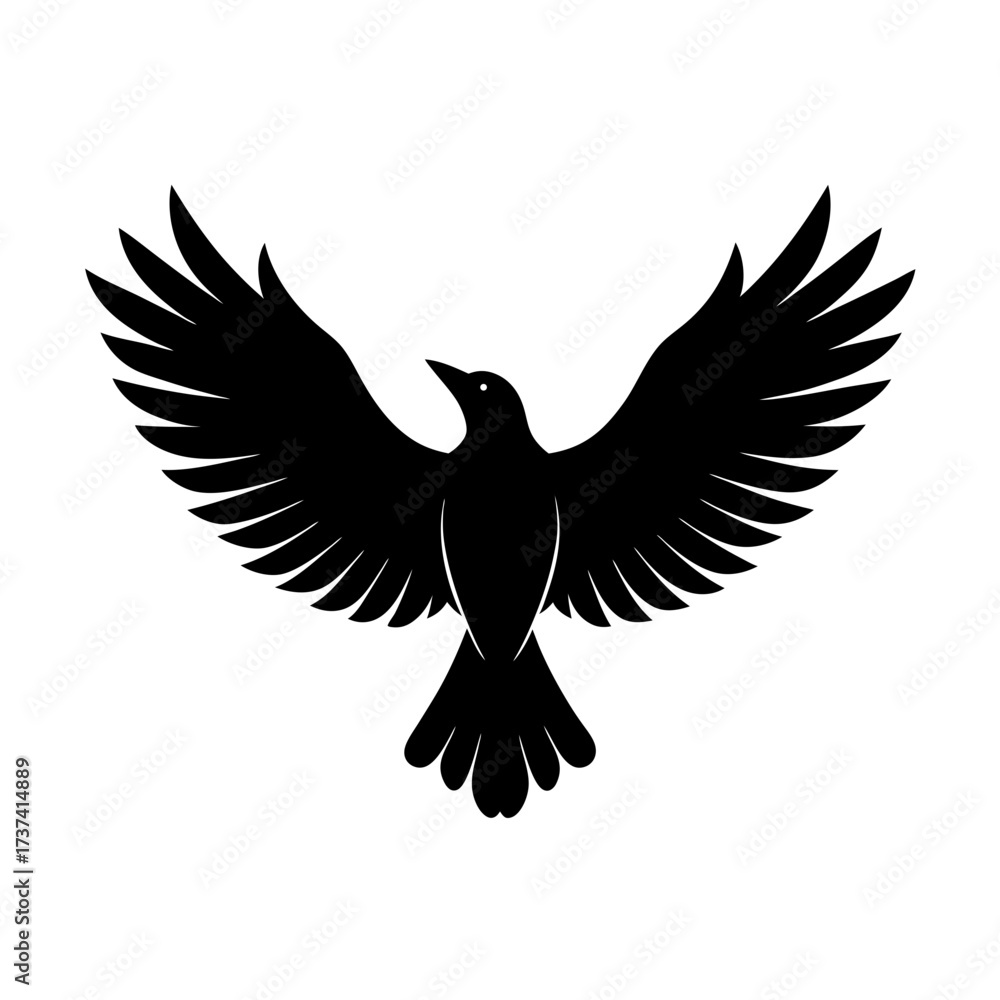 Fototapeta premium Bird Spreading Wings Silhouette | Vector Illustration