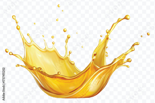 realistic fresh smooth liquid oil splash in mid air cut out and curve style isolated on transparent background