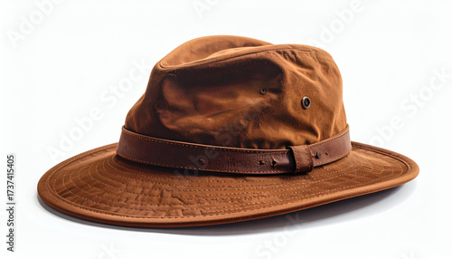 Brown hiking hat isolated on a clean white background outdoor adventure headwear product illustration