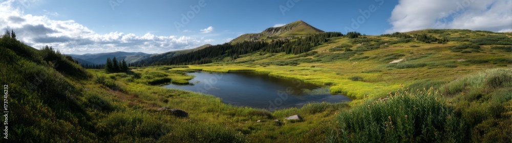 Obraz premium Serene alpine hdr panoramic scene at finalenhance nature's beauty 360-degree perspective