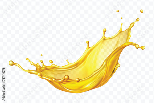 realistic fresh smooth liquid oil splash in mid air cut out and curve style isolated on transparent background