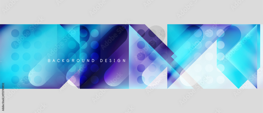 Fototapeta premium Abstract geometric shapes, vibrant blue tones, modern design. Gradient colors create dynamic visual effect. Minimalist style.