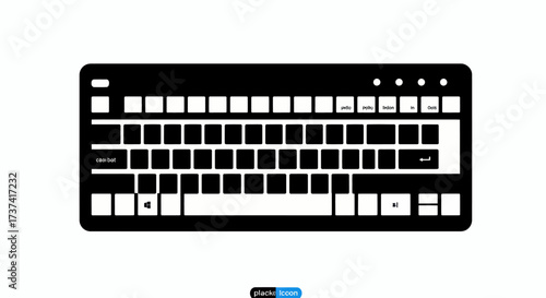 Stylized Black and White Computer Keyboard Illustration with Square Keys