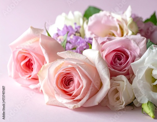 Wallpaper Mural Delicate bouquet of pastel roses and other flowers Torontodigital.ca