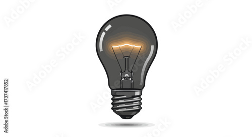 Stylized dark glass incandescent light bulb with a bright, warm glowing filament.