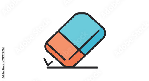 Colorful Eraser Icon with Erasing Action, Vector Illustration Design