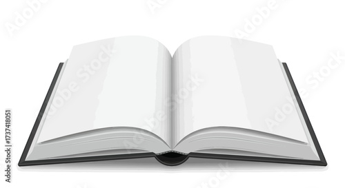 Open Book with Blank Pages and Black Cover Illustration