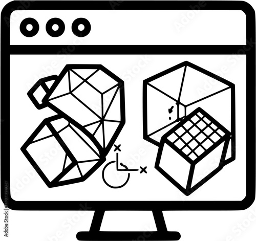 3d modeling on computer screen design software engineering and digital art development platform tool
