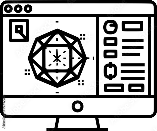 3d modeling on computer screen design software engineering and digital art development platform tool
