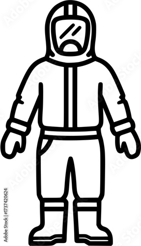 Hazmat suit icon vector illustration for chemical protection and safety equipment design use
