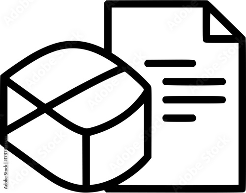 3d modeling file document icon for cad design software and technical specifications sheet data
