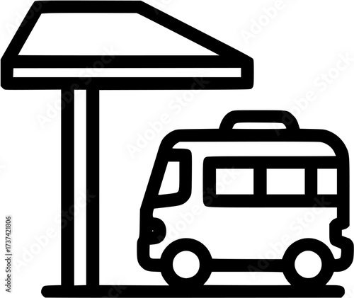 Bus stop icon vector illustration public transportation symbol bus station sign outline design 90
