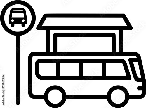 Bus stop icon vector illustration public transportation symbol bus station sign outline design 90
