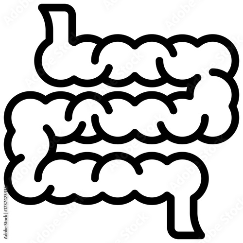 Intestine outline icon simplified illustration of the human colons anatomical outline within the digestive system.