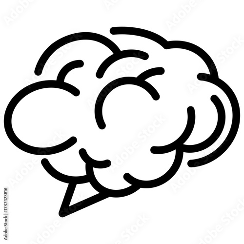 Displays a stylized line drawing of the human brain organ.