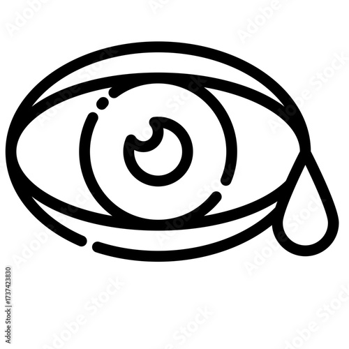 Eye outline icon depicts a sad crying eye with a single tear falling down its cheek.