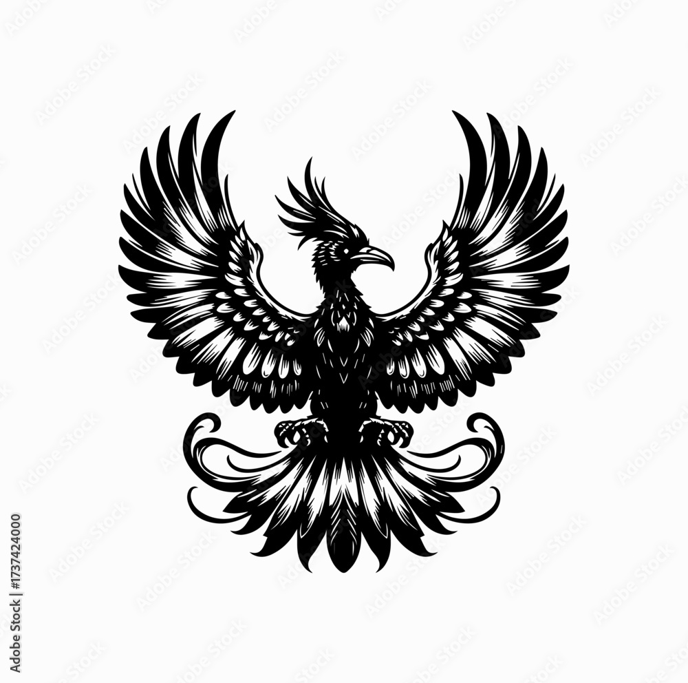 Obraz premium Turul Bird Silhouette – Hungarian Mythology Symbol Vector