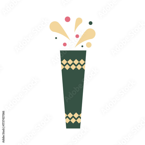 Party Popper Cracker with Confetti Icon. Holiday Celebration. Flat Vector Illustration. 