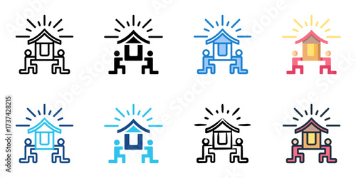 Gion Matsuri icon set multiple style collection 
