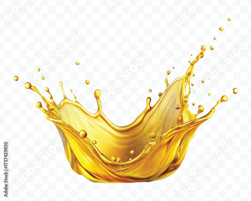 realistic fresh smooth liquid oil splash in mid air cut out and curve style isolated on transparent background