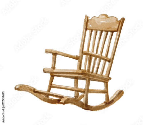 Watercolor rocking chair isolated on white background