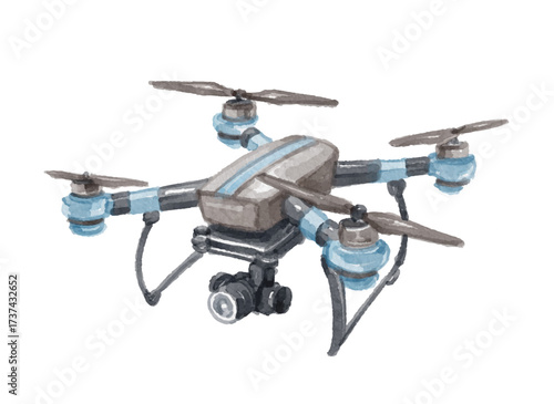 Hand painted watercolor drone isolated