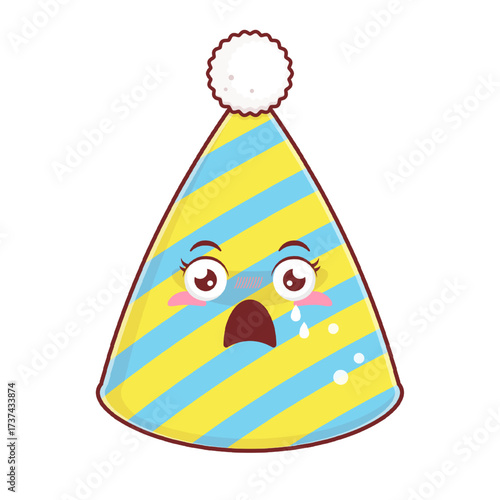 Happy birthday hat scared face cartoon cute