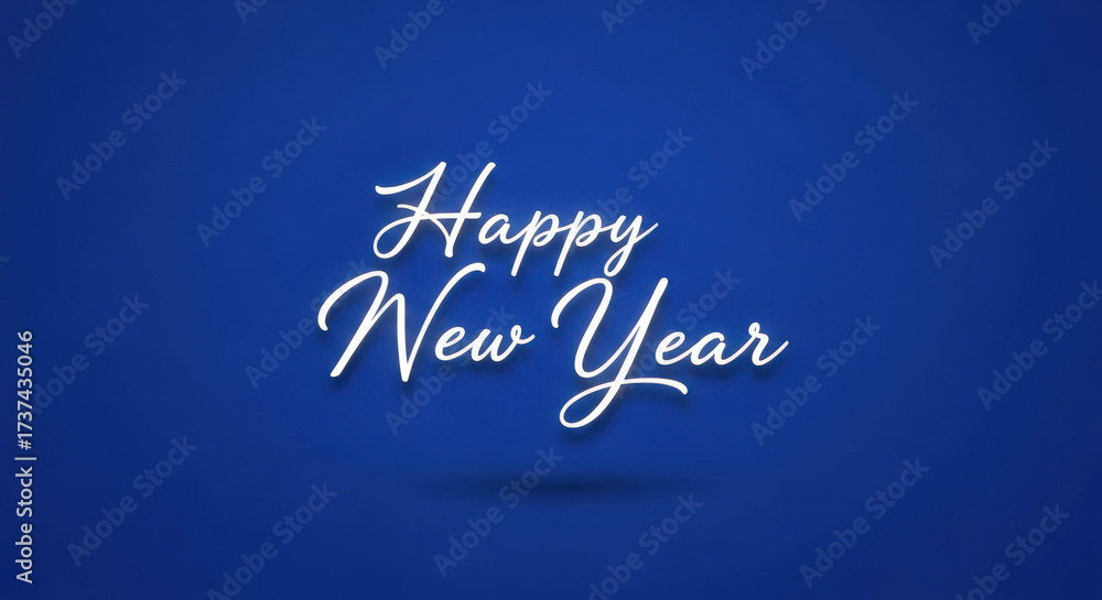 Obraz premium Elegant Happy New Year Wishes Neon Blue Background Festive Greeting Festive Holiday Season New Year Celebration Invitation Banner Greetings