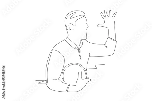 Live tournament reactions concept one-line drawing