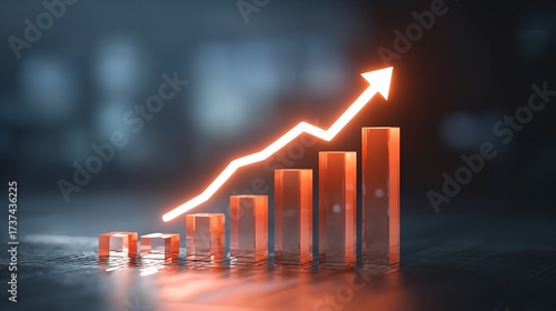 A vibrant orange chart soaring upwards reflecting exponential growth symbolizing success and financial achievement with
