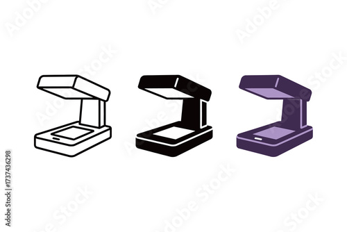 Overhead Document Scanner or Camera Icon Set