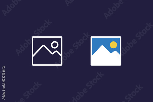 Image Placeholder or Landscape Picture Icon Set