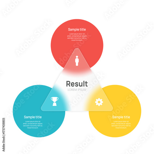 Venn diagram business infographic chart template three options, presentation with venn diagram elements vector illustration.