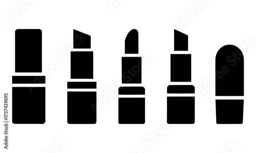 Collection of black lipstick icons. set of lipsticks