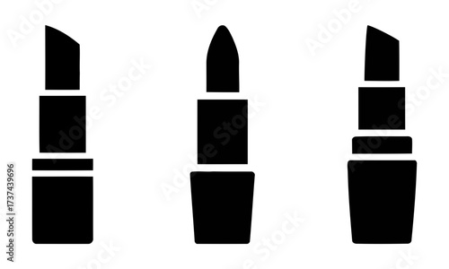silhouettes of different lipstick tubes. nail polish and lipstick vector
