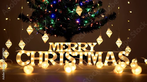 Merry Christmas Greeting Animation with Festive Lantern Light