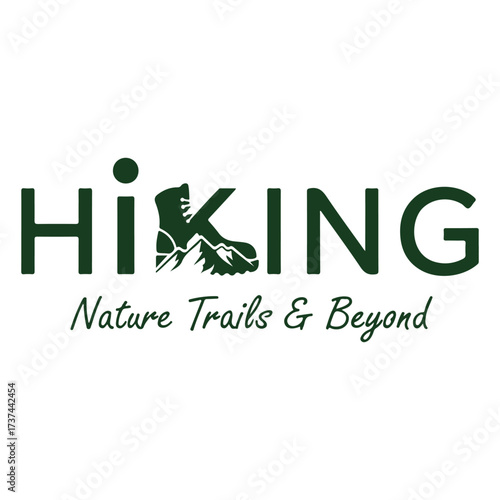 Elegant Hiking Logo with Nature Trails and Beyond Slogan