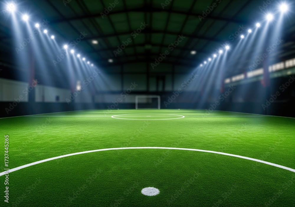 Obraz premium Indoor Soccer or Futsal Field with Bright Stadium Lights