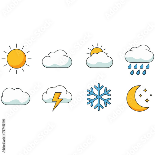 3D Realistic Weather and Climate Icons Set