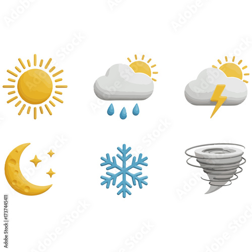 3D Realistic Weather and Climate Icons Set