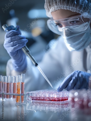 Precision Lab Work: Scientist with Micropipette