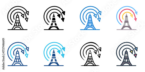 Bastille Day icon set multiple style collection 
