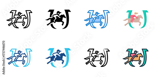 Kentucky Derby Festival icon set multiple style collection 
