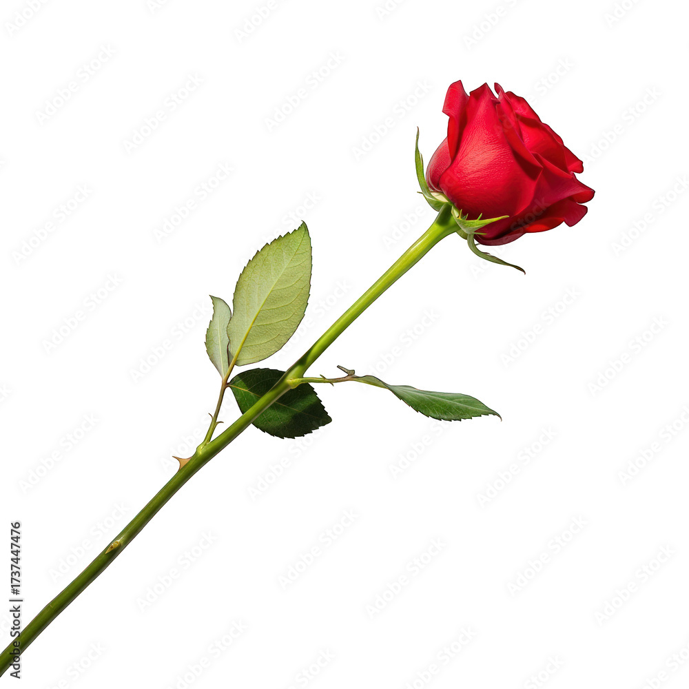 Obraz premium Single red rose on a transparent background for design projects