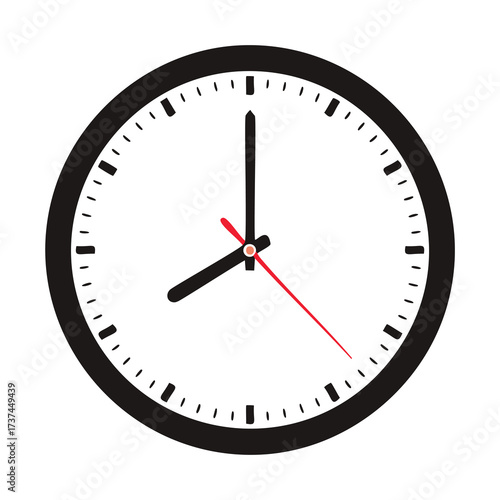 Analog clock face showing 8 oclock time watch
